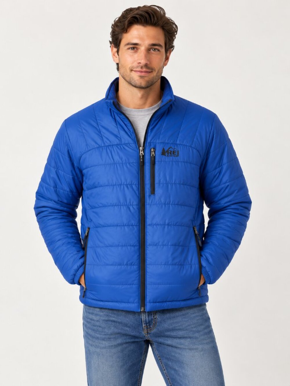 REI Co-op Mens XL Blue Insulated Puffer Jacket Lightweight Hiking Gorpcore